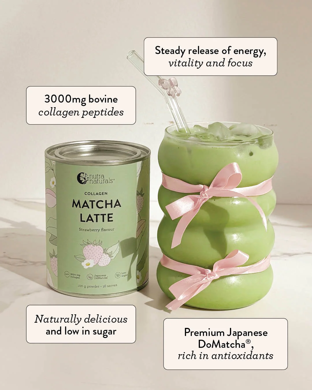 Collagen Strawberry Matcha Latte - Image 3