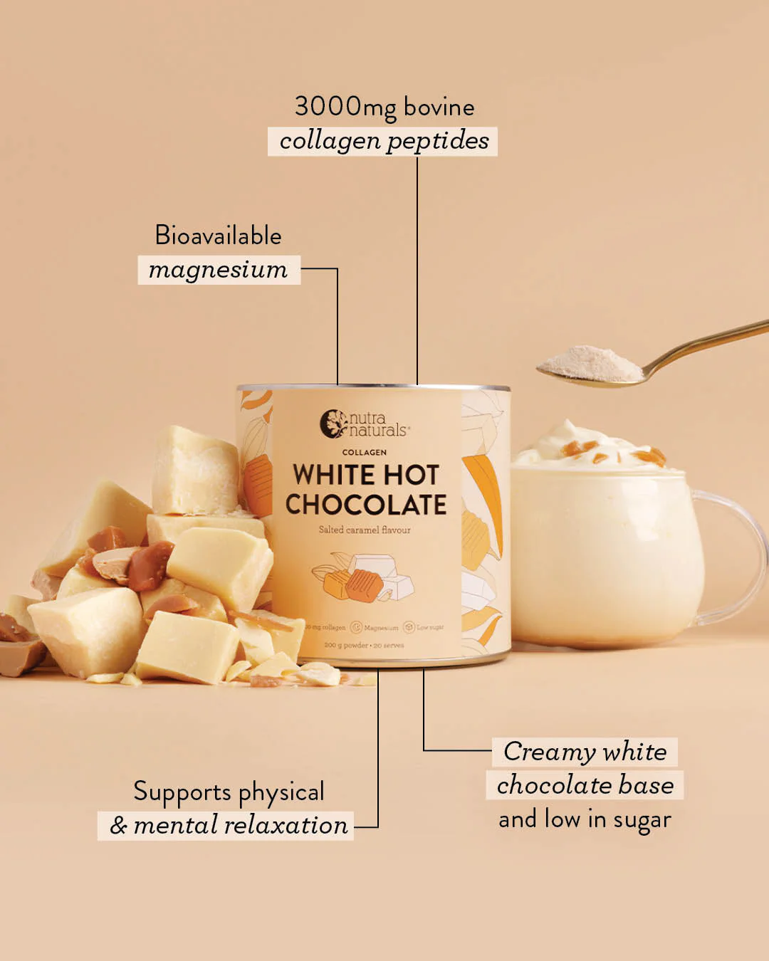 Collagen Salted Caramel White Hot Chocolate - Image 3